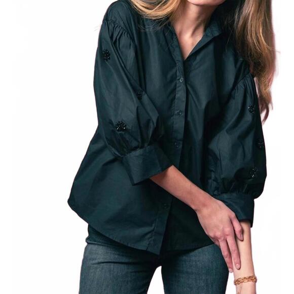 EN SAISON Tops - NEW EN SAISON bara button down shirt in black